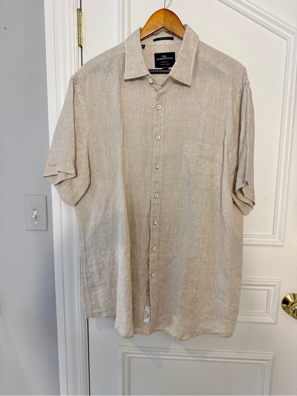 Rodd & Gunn 100% Linen Italian Fabric Shirt 2XL Beige